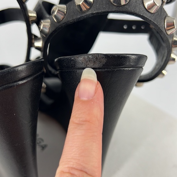 Balenciaga 41 Arena Gladiator Roman Black Large Stud studded Wedges Sandals E837 - Picture 9 of 17